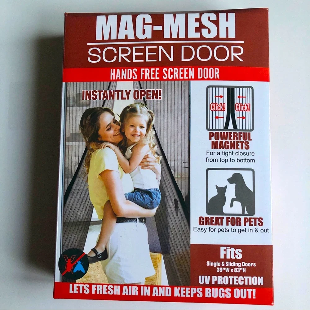 NEW Magnetic Mesh Screen Door Hands-Free Magnetic Closure 39" x 83" - Picture 2 of 16